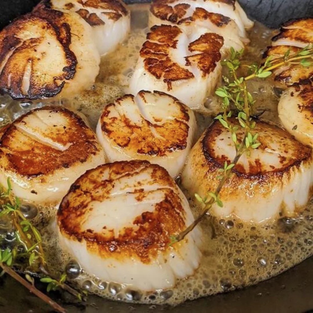 U-10 Chem Free Dry Sea Scallops prepared